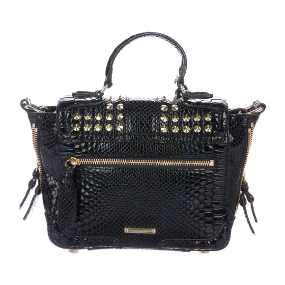 Rebecca Minkoff Gold Studded Black Patent Leather Bag, NWOT - Picture 4 of 5